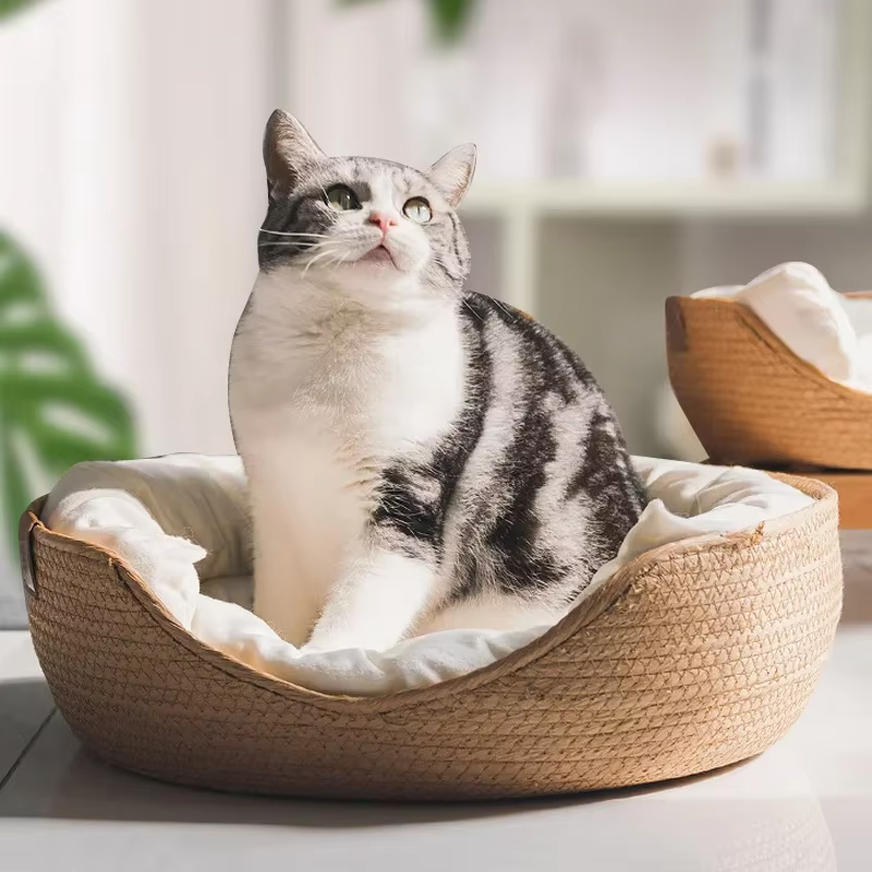Cama para Mascotas Suave, Jaula para Gatos, Camas para Perros, Sofá, Tejido de Bambú, Cuatro Estaciones, Nido Acogedor, Cestas, Impermeable, Cojín Removible, Mochila de Dormir — imagen 2