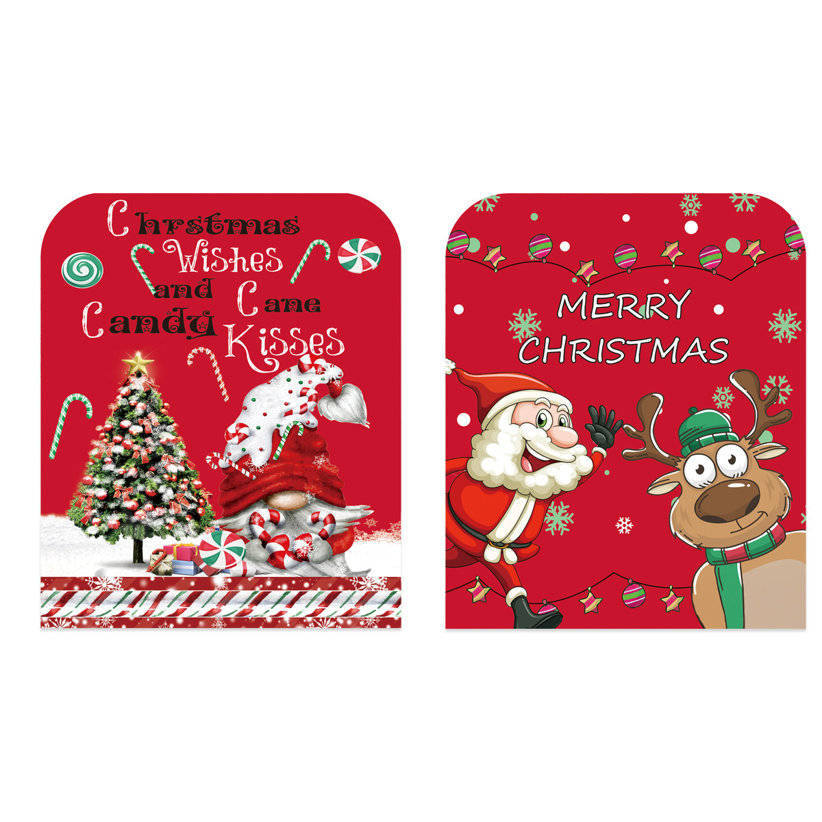 Christmas Home Decoration Cartoon Elderly Elk Printed Chair Cover Red Chair Cover Back Cover — image 5