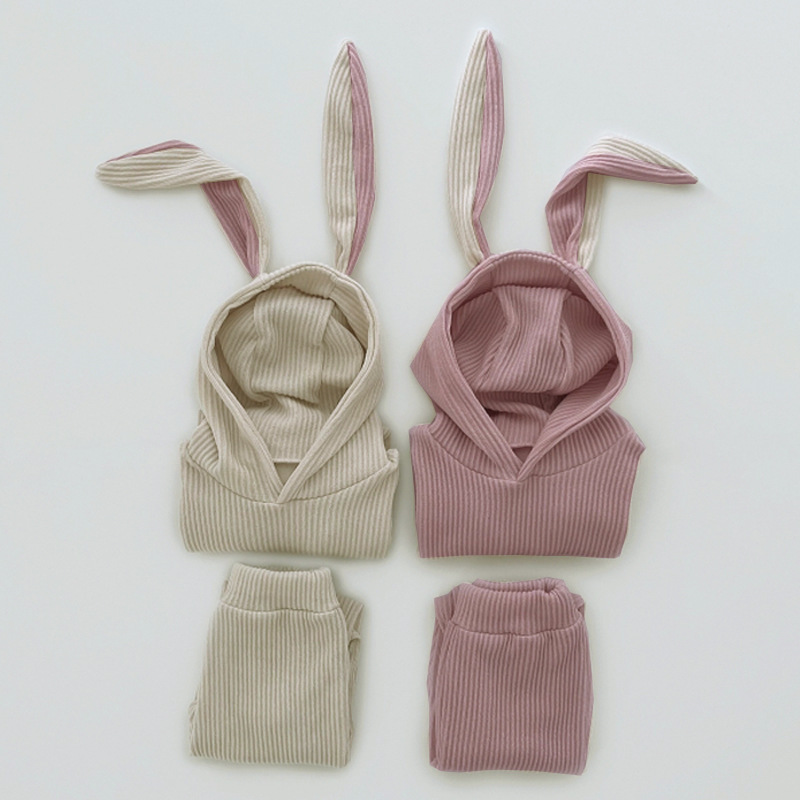 Cute rabbit ear hooded top+ankle pants casual two-piece set — image 5