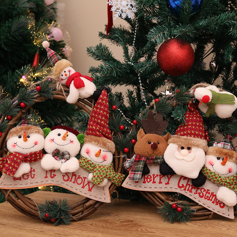 Christmas Vine Wreath Decoration Snowman Elderly Elk Vine Circle Pendant Scene Decoration Supplies — image 1