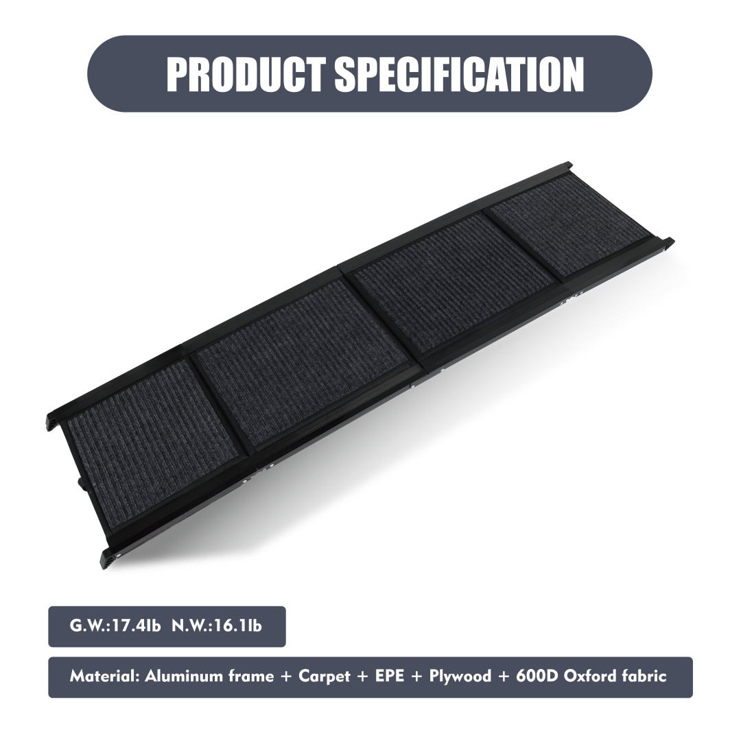 Dog Ramp For Car 65x17 Large Folding Pet Stair Ramps For Truck, SUV, With Non-Slip Surface, Up To 250LBS, Outdoor Dog Car Ramp For Medium Large Dogs, Portable Pet Steps — imagen 9