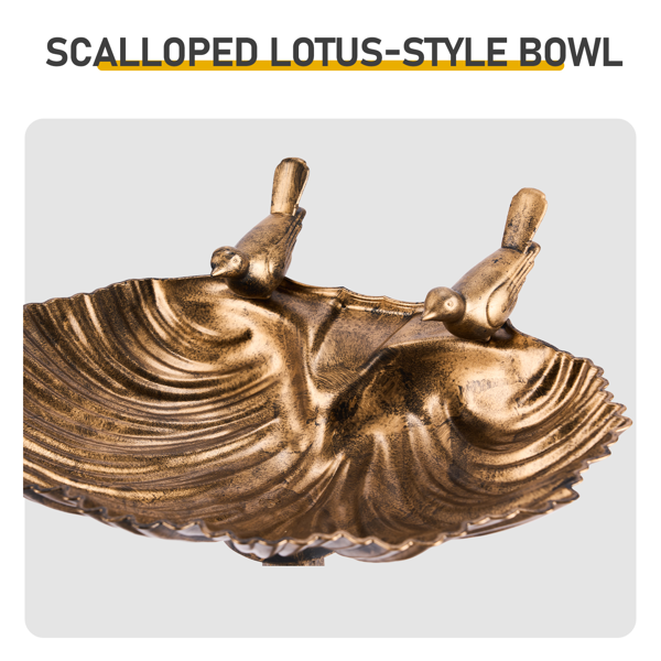 Antique Bronze Resin Bird Bath With Shell Edge & 1.4W Solar Fountain — image 7