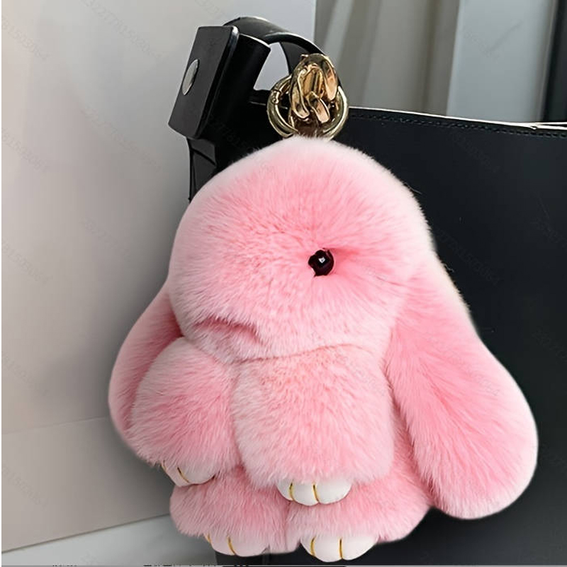 Bunny de PomPom Suave, Ratón de Peluche Corte, Ideal para Bolsas, Llaves, Espejos de Autos y Teléfonos — imagen 1