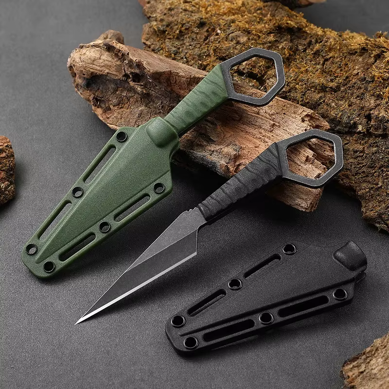 Mini Outdoor Knife High Hardness Keychain Rope Small Straight Fishing Fruit Knife with Handle Portable Multifunctional Tool — image 2