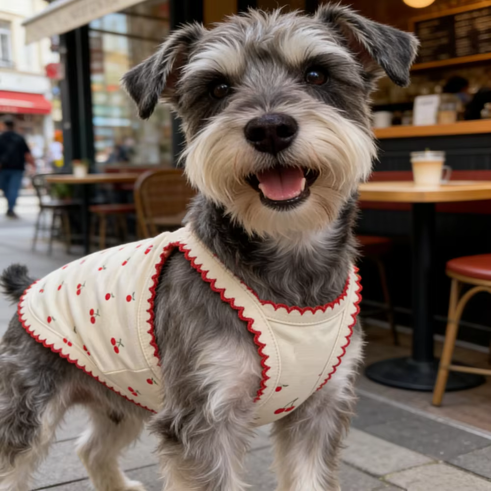 Cute cherry print pet tank top, soft and skin friendly pet clothing — image 6