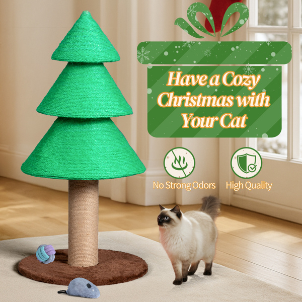 Christmas Tree Cat Scratcher, Cat Scratching Post For Indoor Cats, Large Sisal Cat Scratching Tree Cat Scratch Tower, Green — imagen 5