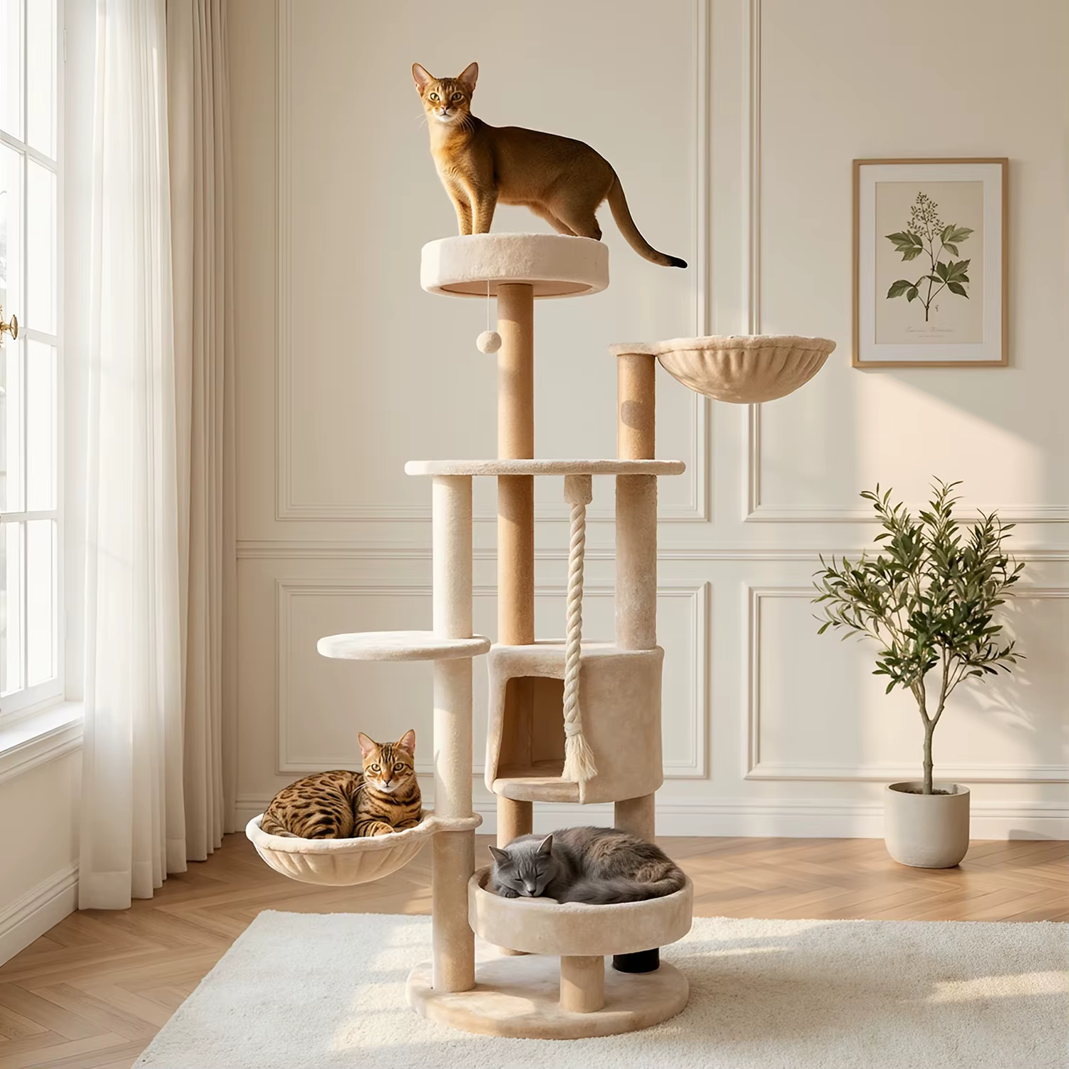 Large Halloween Cat Tree: 5-Level Cat Tree with Cat House and Sisal Scratching Posts—Perfect for Multi-Cat Households — image 4