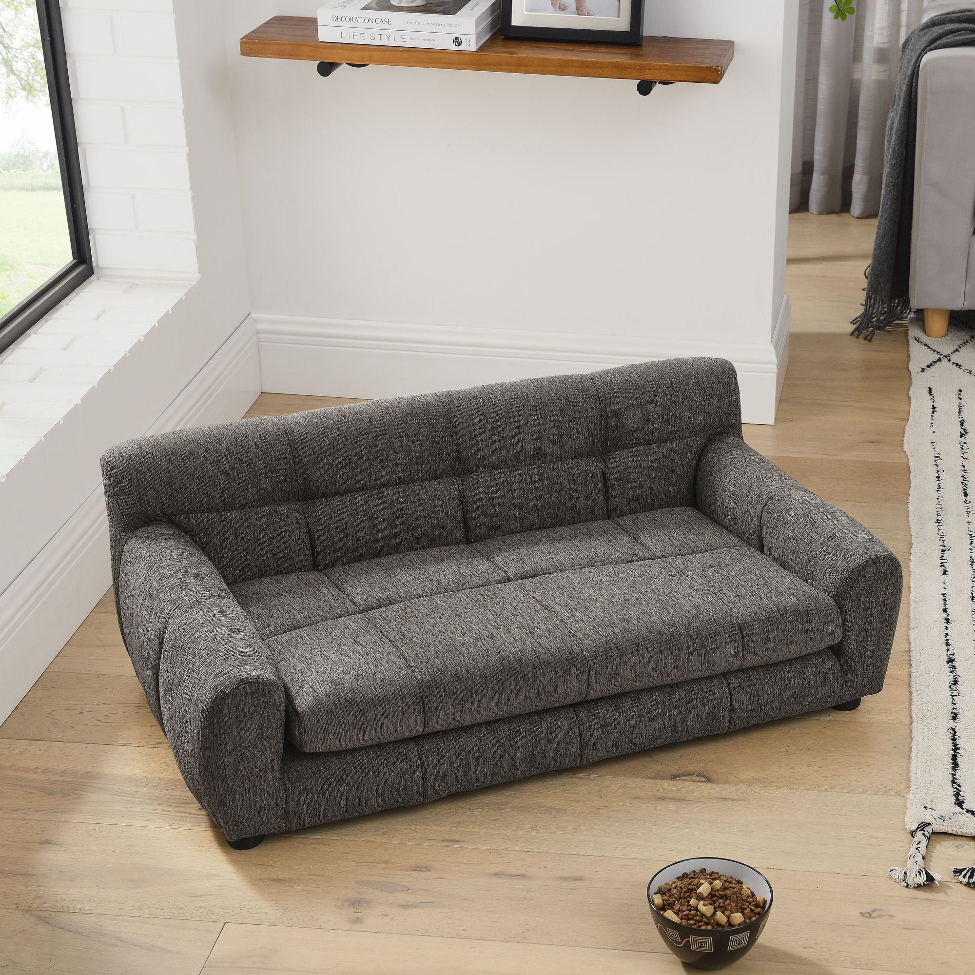 Soft And Comfortable Pet Sofa With Backrest And Armrests, Suitable For Modern Rectangular Pet Sofas For Small And Medium-sized Dogs, -dark Gray — imagen 2