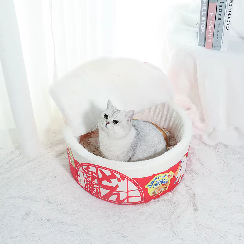 Pet Dog Cat House Kennel Super Large Instant Noodle Warm Dog Cat Nest Beds Cushion Udon Cup Noodle Pet Bed Cozy Nest — image 4