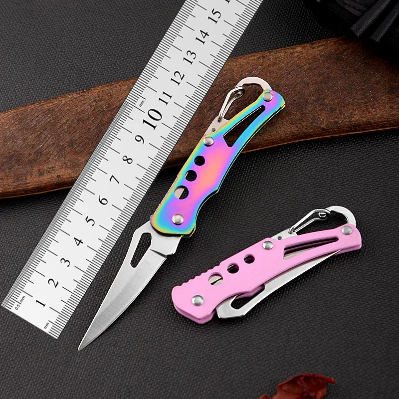 Outdoor Mini Knife Keychain Portable Paring Folding Knife Survival Knife for Hunting Camping Fishing Fruit Cutting Tool — image 1