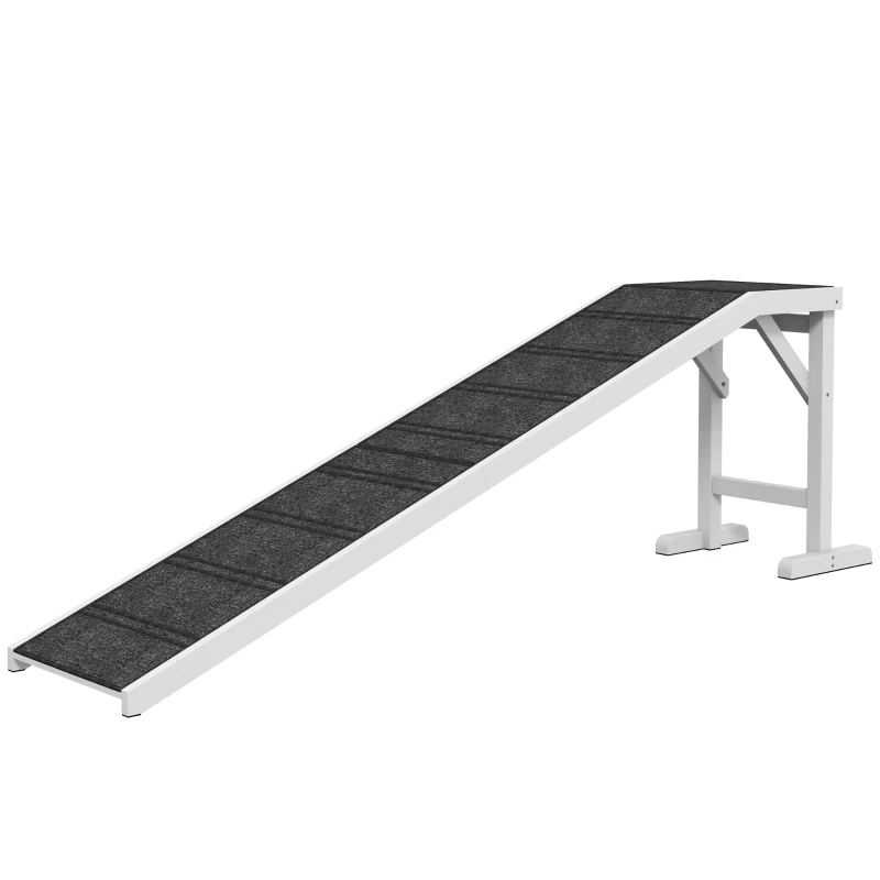 PawHut Dog Ramp Foldable With Non-slip Carpet Top Platform, Gray, White — imagen 8