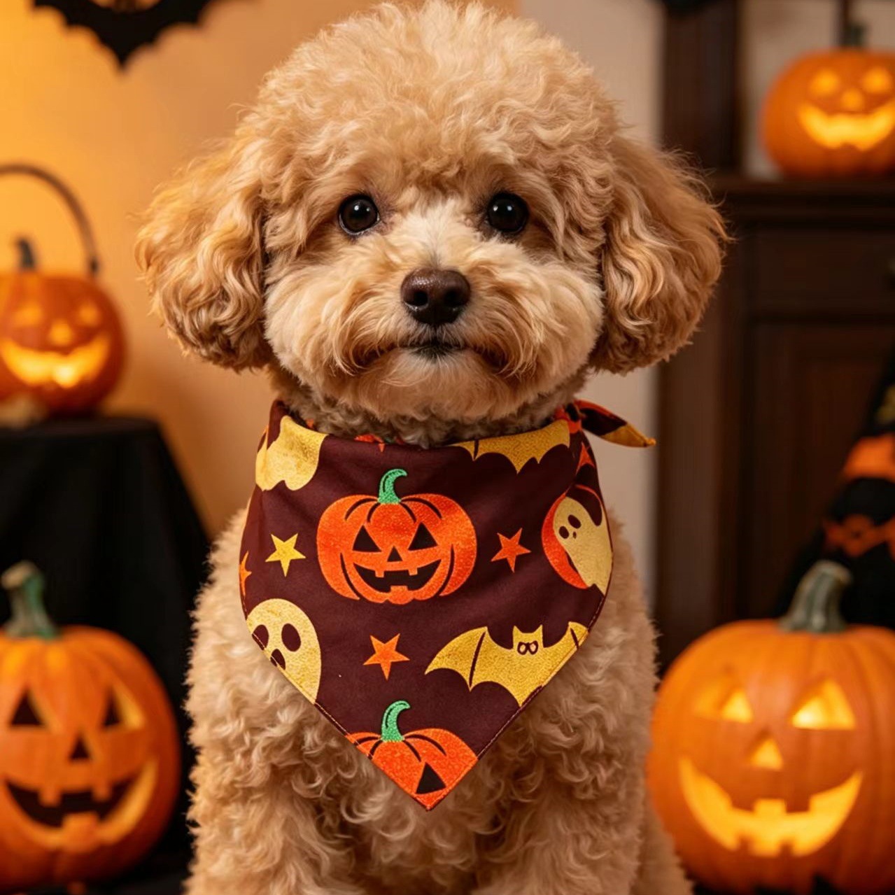 Pet Halloween Skull Spiderweb Dog Bandana Pet Saliva Scarf Supply — image 1