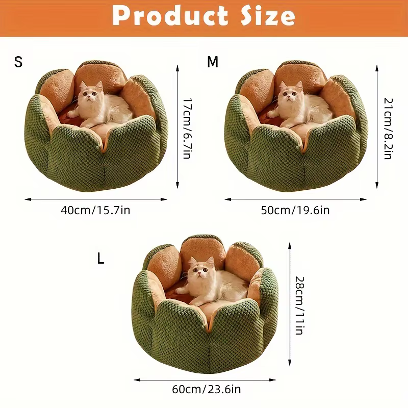 Petal Shaped Pet Bed, Plush Round Dog & Cat Cushion Mat with Knitted Texture, Ultra Soft Warm Nest for Kittens Puppies in Winter — image 5