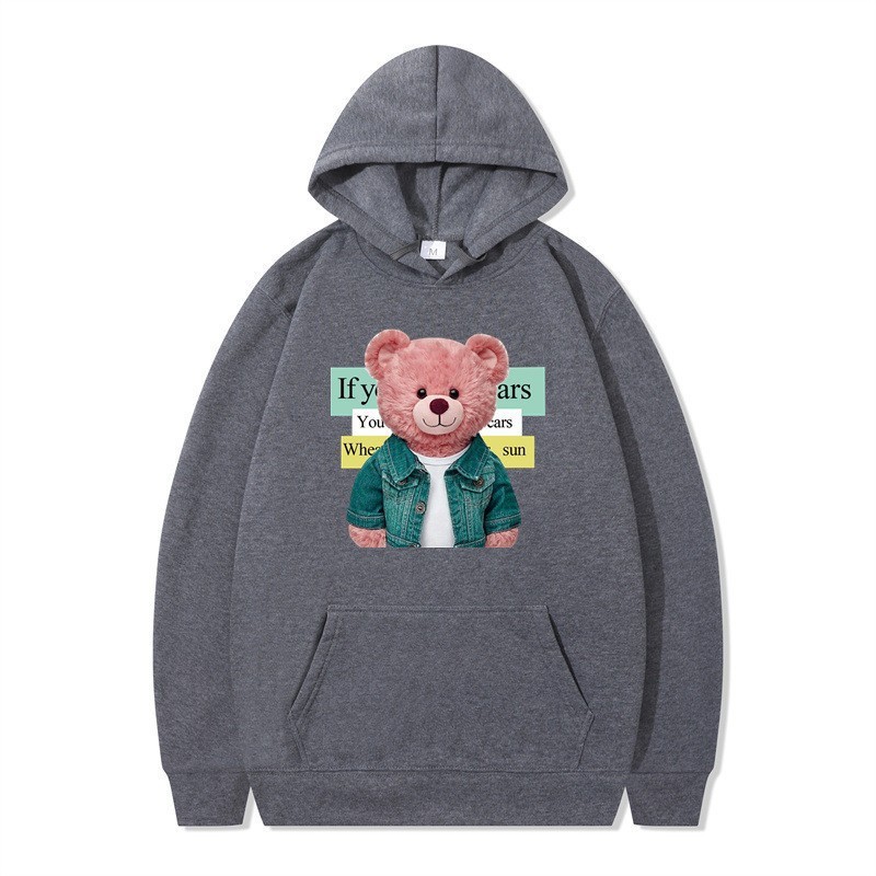 Bear Print Women's Long Sleeve Hooded Sweatshirt Bulk — image 14
