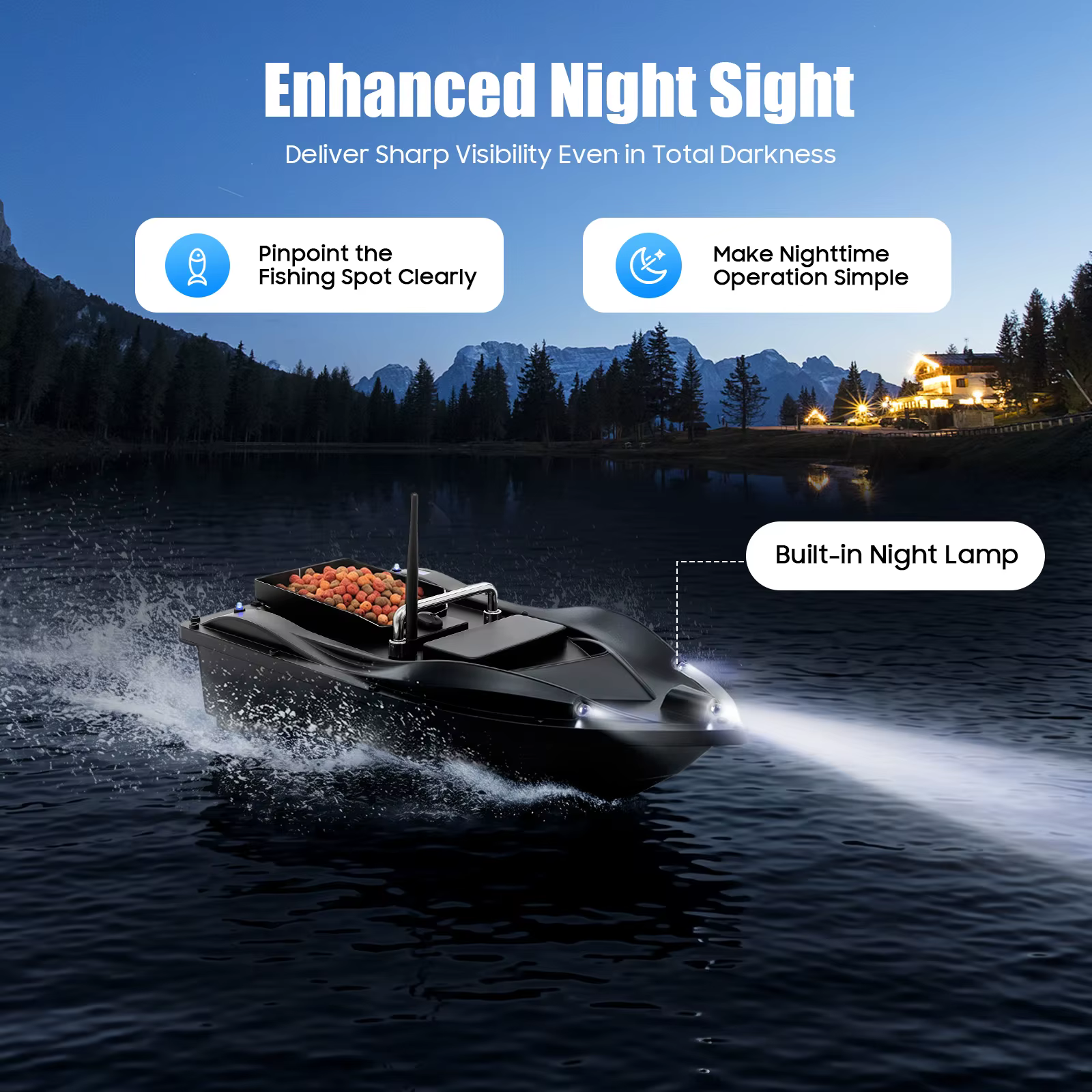 Fishing Bait Boat Fishing Bait Boat with Gps 4-8h Long Working Time Bait Boat with Remote Control for Lake River Reservoir — image 7