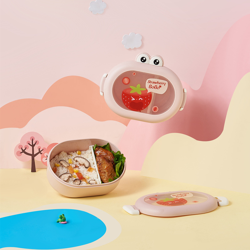 Cute little frog portable microwaveable lunch box with compartments fruit box lunch box — imagen 2