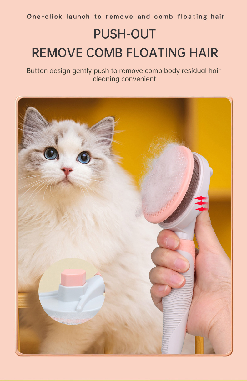 Cepillo de Aseo para Mascotas Automático Autoeliminación Cepillo con Raspones para Perros y Gatos Elimina Pelo de Perro Cepillo para Mascotas — imagen 3