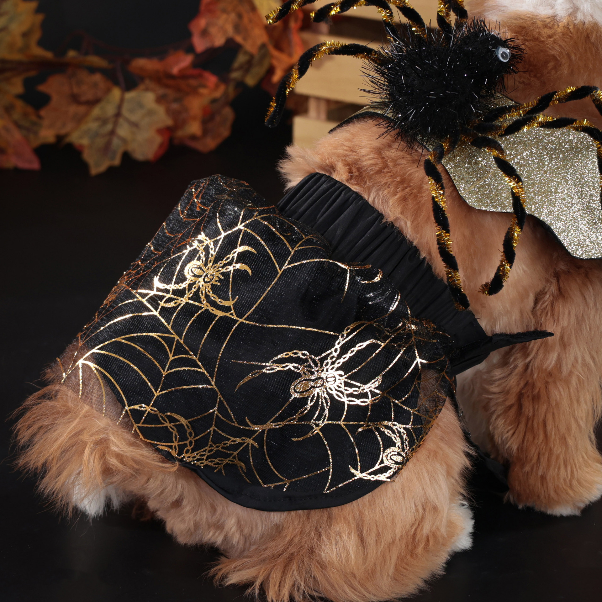 Halloween Pet Dog Costume Spooky Spider Wings Transformation Dress Set — image 4
