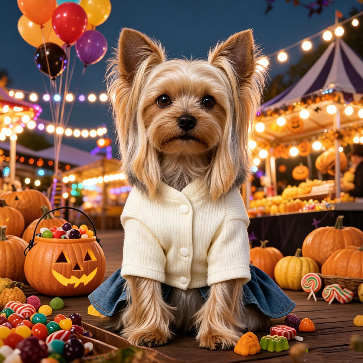Pet Clothing Cute Halloween Ghost Dress for Small Dogs and Cats, Warm Autumn and Winter Apparel — image 4