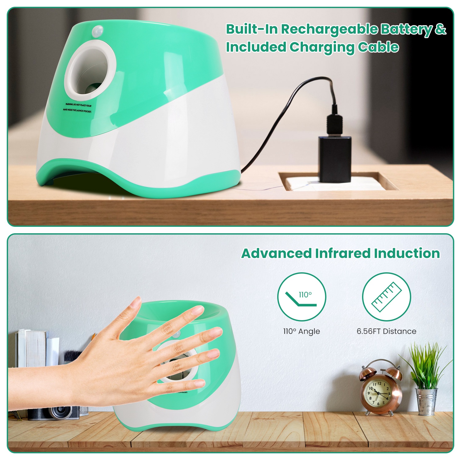 Lanzador de Pelotas para Perros Automático - Incluye 6 Pelotas de Tenis + Toy - Compatible con Perros Pequeños y Medianos - Distancia de Lanzamiento Adjutable - Entretenimiento Interactivo para Cachorros y Adultos — imagen 7
