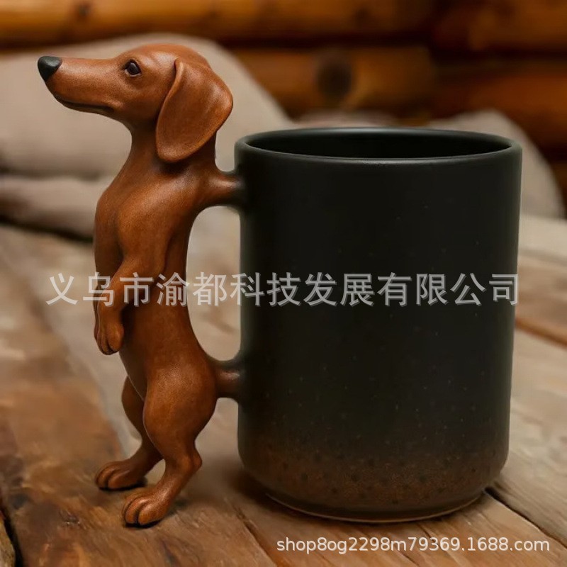 Handmade Dachshund Mug, Creative 3D Animal Shape Ceramic Mug, 11 Oz 3d Animal Cup, Unique Dog Coffee Mugs Gift With Handle For Home — image 2