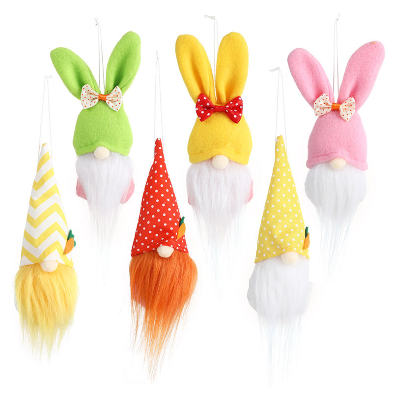 Nuevos decorados de Pascua muñeco elfo conejo sin cara muñeca duende pequeño colgante adorno para hogar — imagen 5