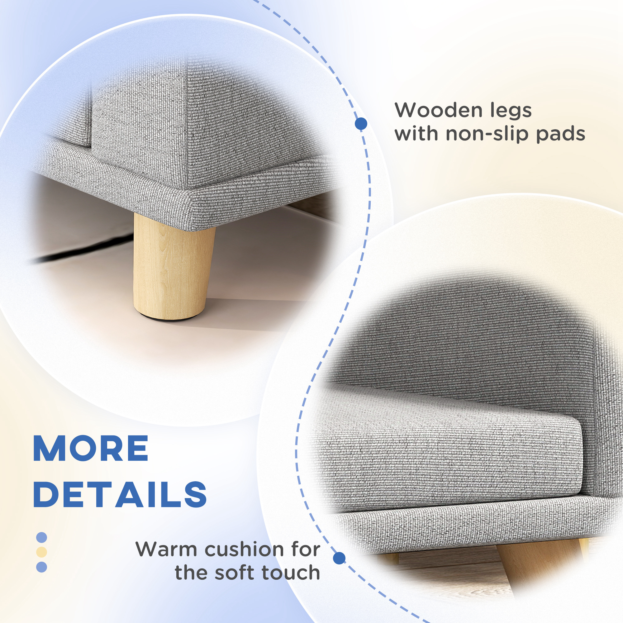 Sofá para Perros con Almohada Limpiable, Gris - Ideal para Perros Grandes y Gatos — imagen 3