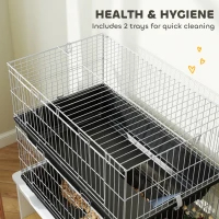PawHut 2-Tier Small Animal Cage With 2 Doors, Trays, Dish, Bottle, And Ramp For Bunny, Ferret, Chinchilla, Black — imagen 5