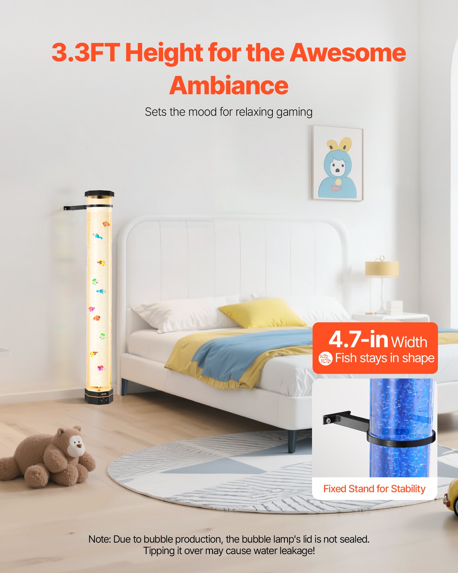 Lámpara de Tubo de Bolas Sensorial, 3.3 m de Largo, Lámpara Acuario con Peces Flotantes y Efectos de Color, Control Remoto, Reducción del Estrés para Decoración de Hogar — imagen 4