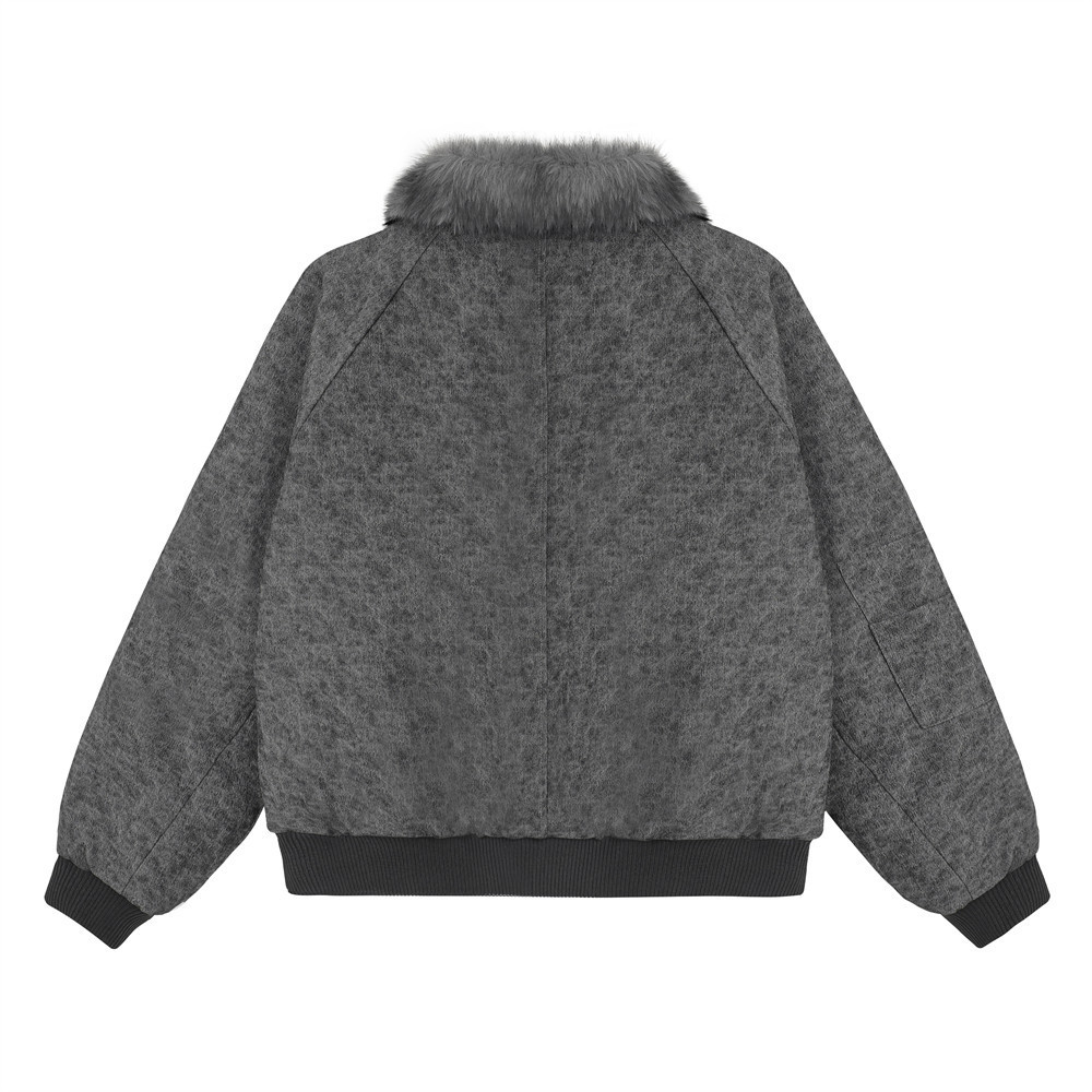 Imitation rabbit fur lapel canvas cotton jacket — image 3