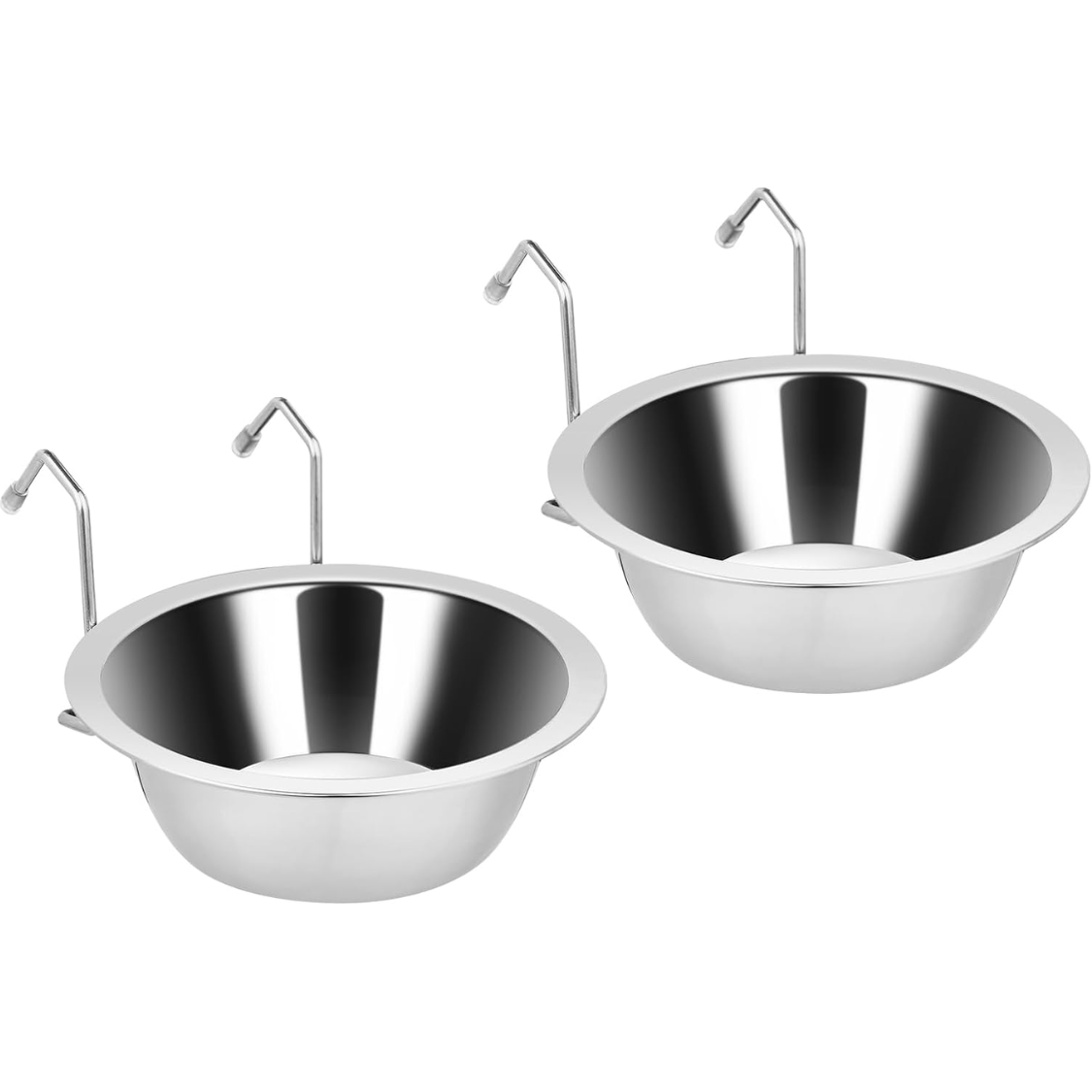 2 comederos colgantes de agua para jaula, tazones de acero inoxidable para cachorros, para jaula de perro pequeño, transportadora, catio, accesorios, comedero tipo plato colgante sin derrames para jaula de perro — imagen 1