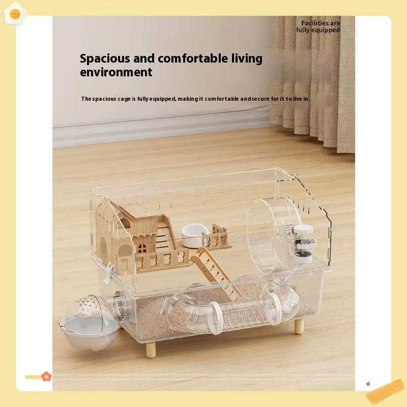 Hamster Cage for Hamster Spacious Clear Acrylic Rodent Home With Accessories Gerbil Mouse Habitat Small Pet Supplies — image 6