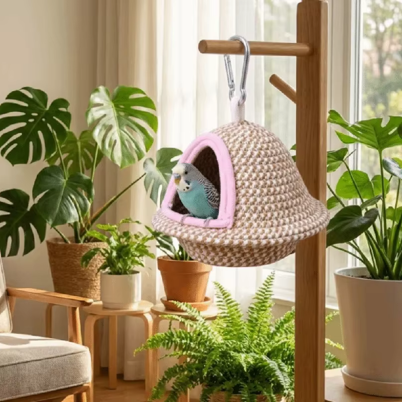 Nido de Aves para Colgar Manual tejido Resistente al Viento Habitación Segura para Pájaros y Perros — imagen 5