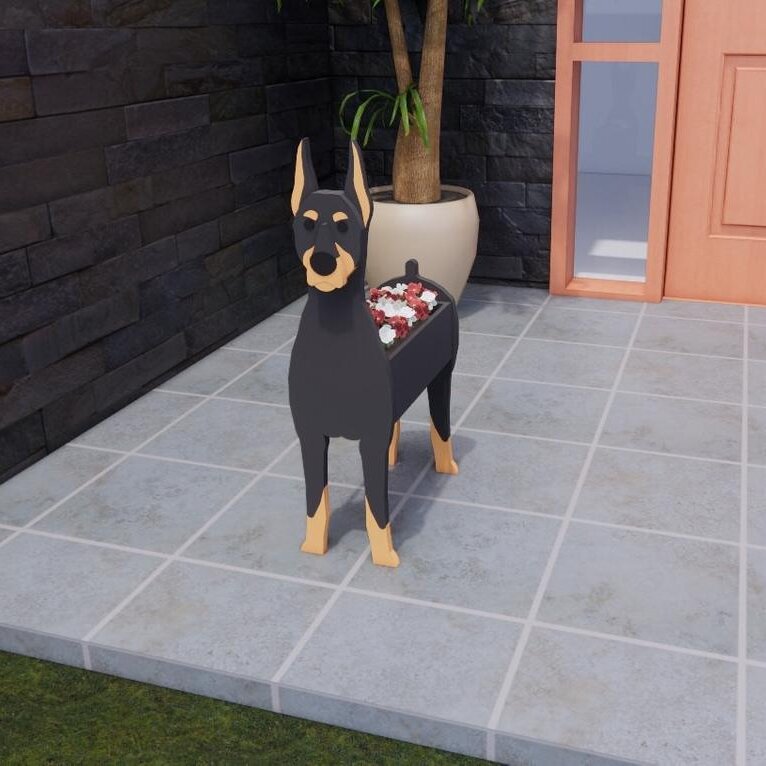 New Supply Garden Art Decoration Dog Flower Pot Planter Cat Stand Flower Pot — image 14