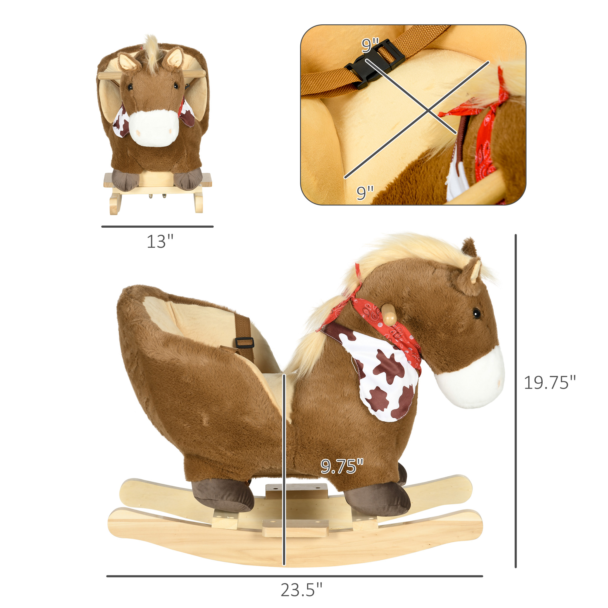 Caballo de Roca para Bebés, Caballo Montado, Juguetes de Plush con Sonido Realista y Pedales para Edad 18-36 Meses, Marrón — imagen 6