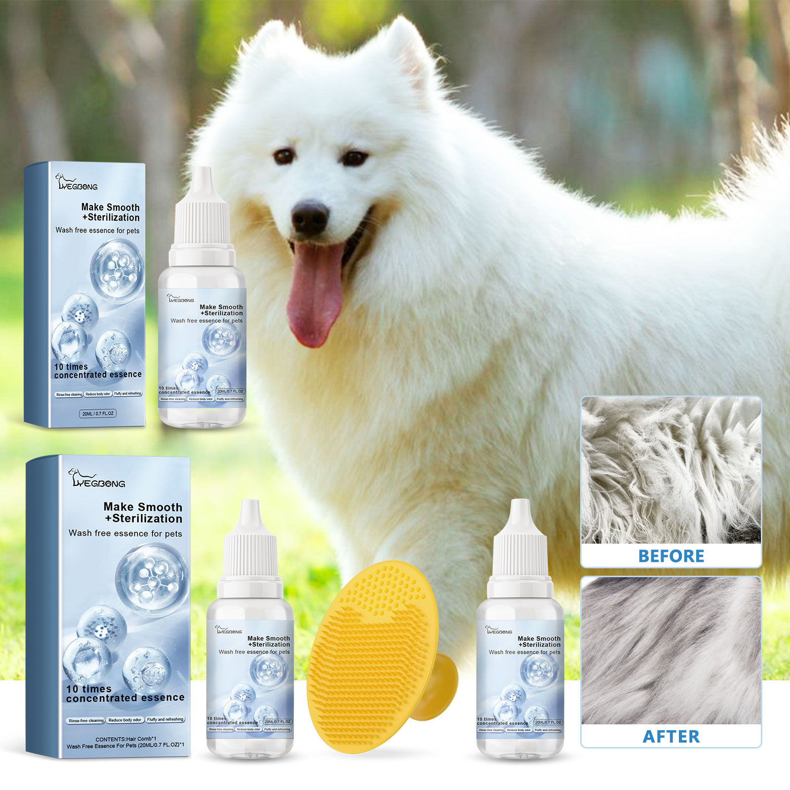 Sero de Dejada Yegbong: Serum para Pelaje Seco de Mascotas sin Agua - Desodorizante para Gatos y Perros — imagen 3