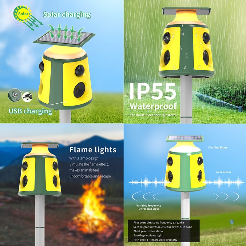 Solar powered ultrasonic dog cat monkey rodent insects snake mouse rats mole bird repeller — image 4