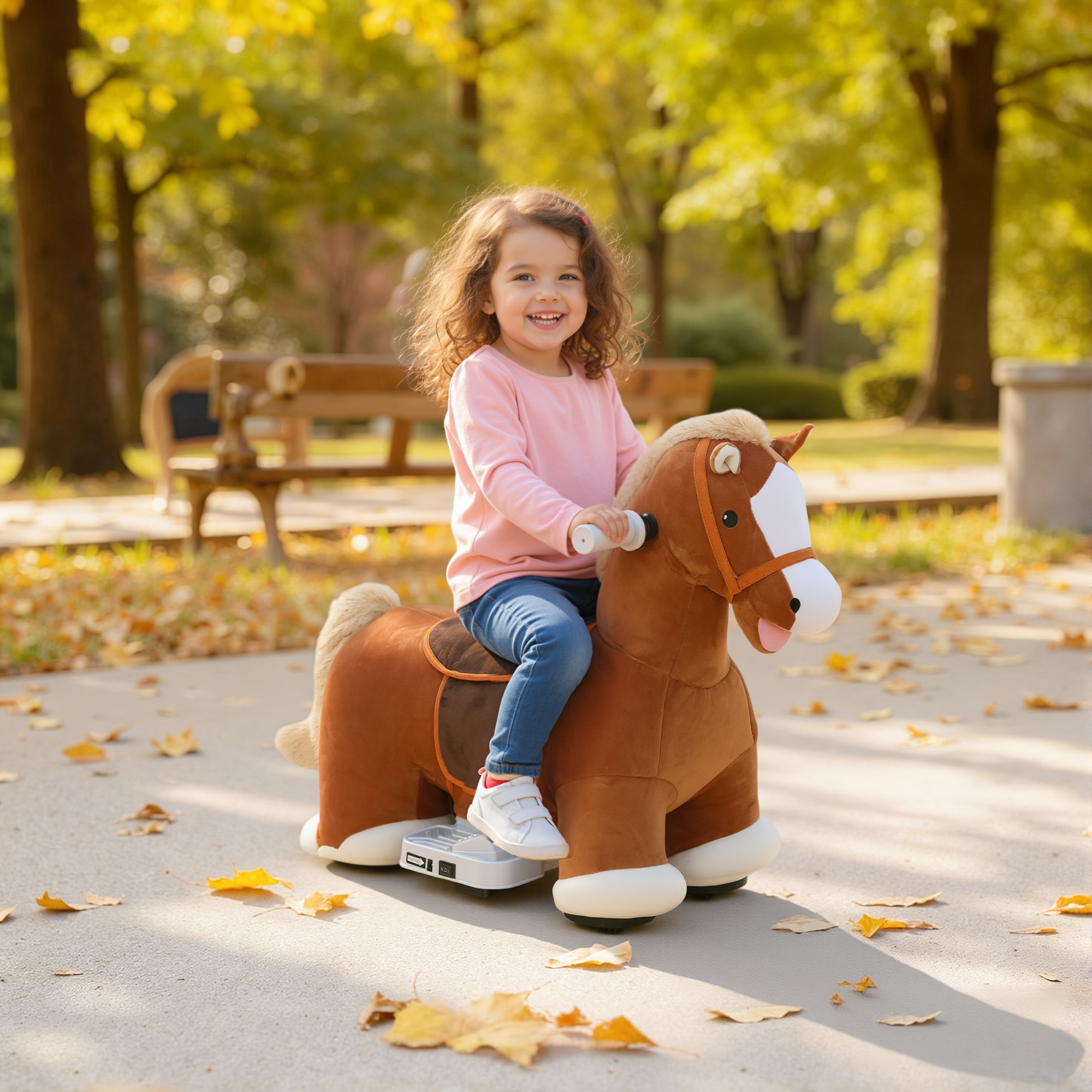 Caballito Montable a Batería de 6V con Música, Marcha Adelante, Pedal, Tacto Suave, Funda Lavable, para Niños de 1.5 a 5 Años — imagen 7