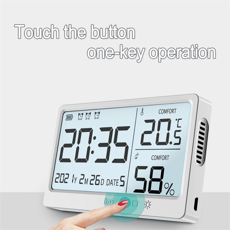 Reloj de alarma electrónico con medidor de temperatura y humedad preciso con alarmas — imagen 6