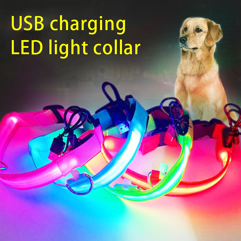 Led Pet Collar Glow Collar Pet Belt Mesh Rechargeable Neck Ring Usb Rechargeable Dog Cord Collar Battery — image 1