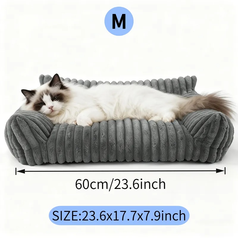 Cama Sofá para Gatos Adorables - Colchones de Pelo Suave con Forro Limpiable y Removible, Cunas de Gatos Fofos para Hogares Modernos — imagen 16