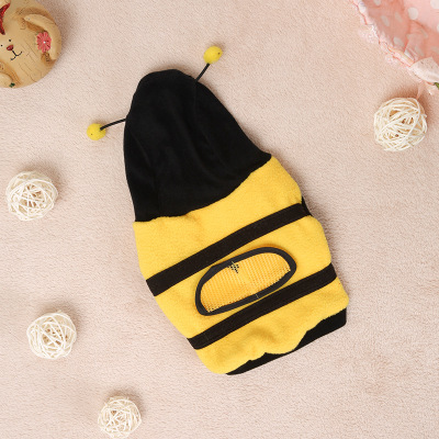 Pet Clothes Cute Bee Dress Dog Clothes Teddy Two-legged Dog Clothes Hooded Fleece — image 5