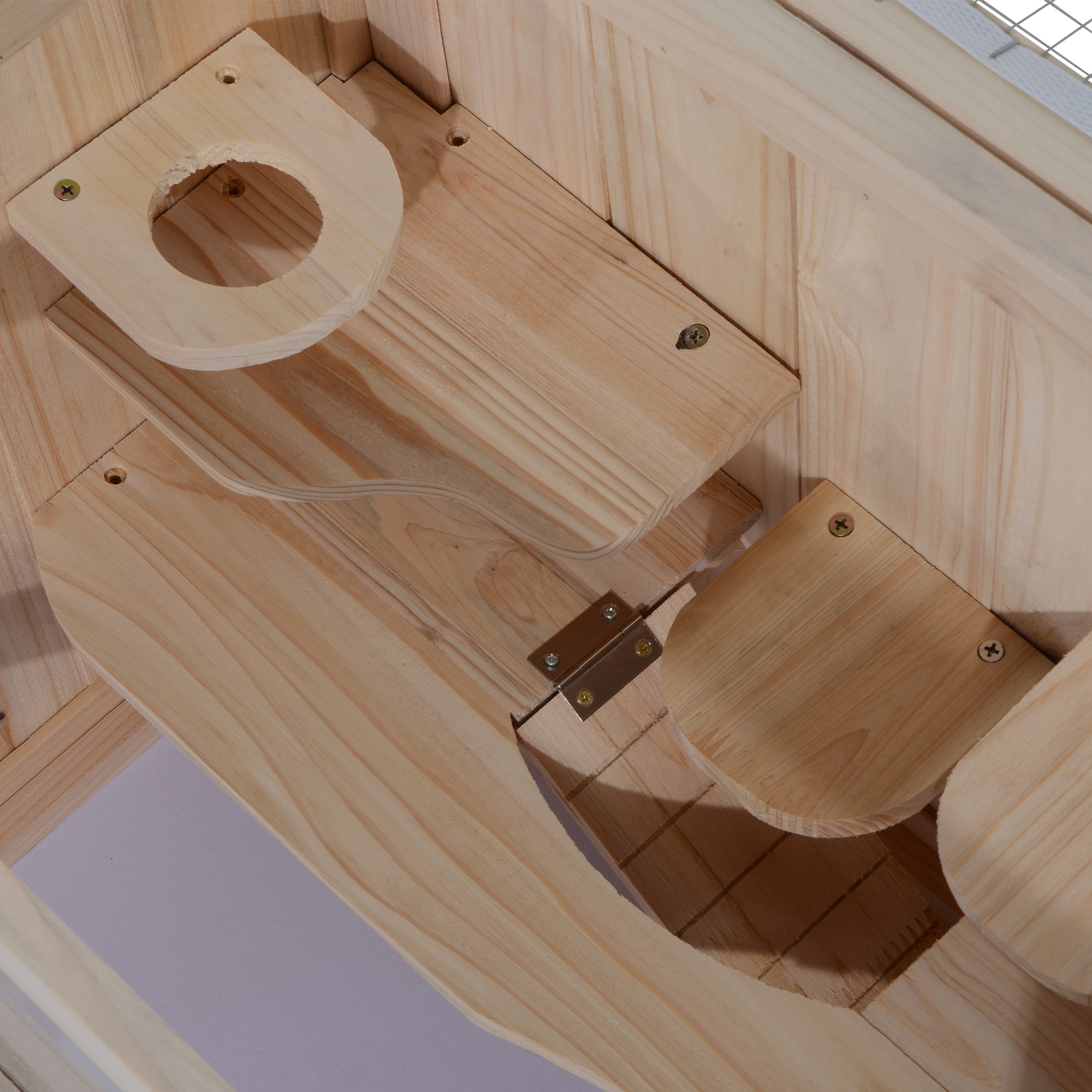 Jaula para Hámster de 2 Niveles, Casa para Ratones y Ratas, Hábitat para Animales Pequeños para Cobayas y Chinchillas con Techo Abatible, Puerta Frontal, Estante y Escalera, Natural — imagen 2