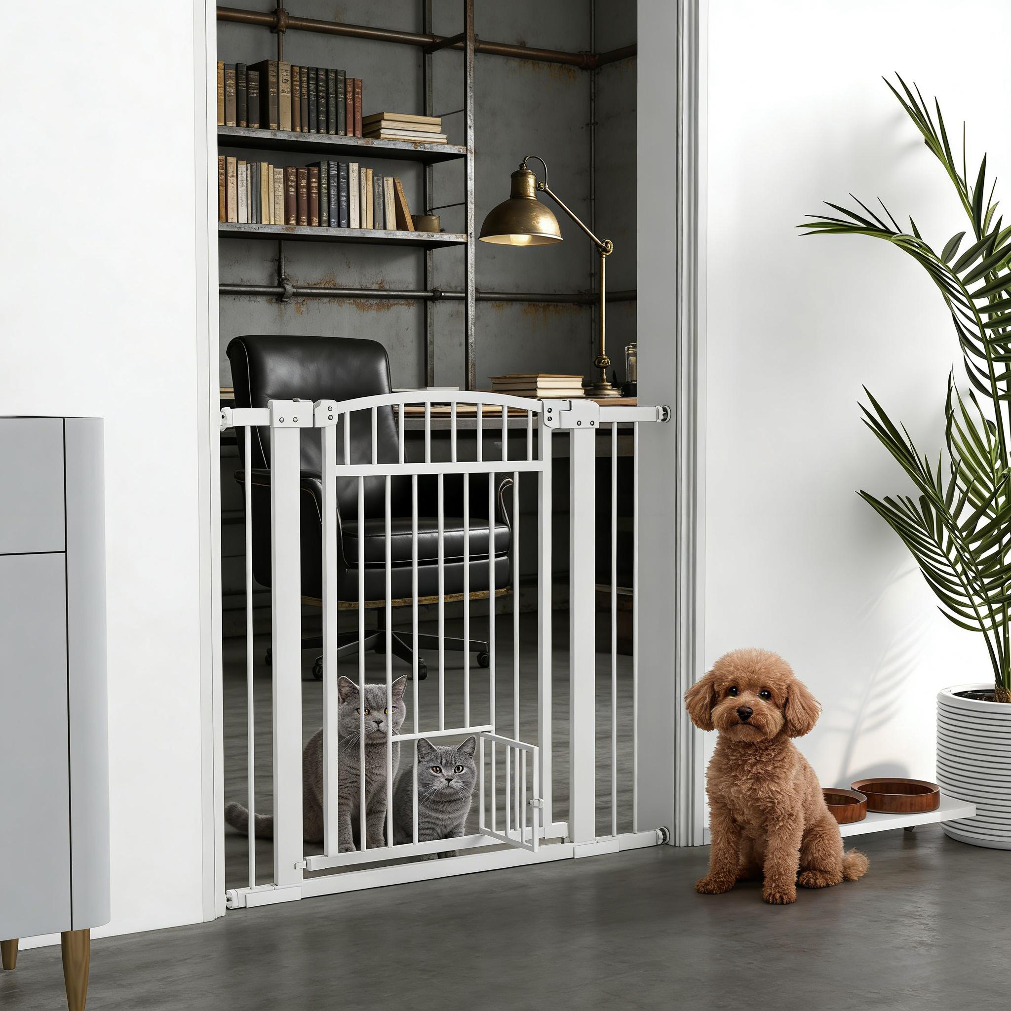 Pet Gate, Extra Wide Walk Through Dog Gate w/ Cat Door — image 3