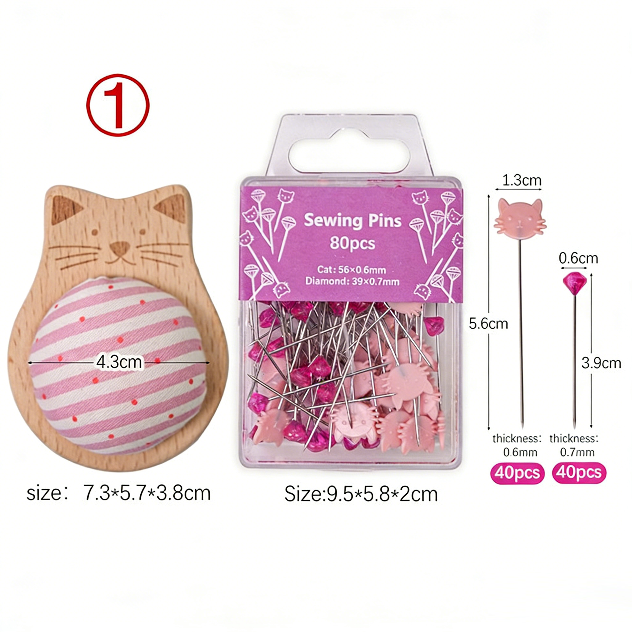80 Piezas de Alfileres de Posicionamiento con Diamante para Gatos, Costura Manual, Patchwork, Alfileres Fijadores para Posicionamiento de Prendas — imagen 1