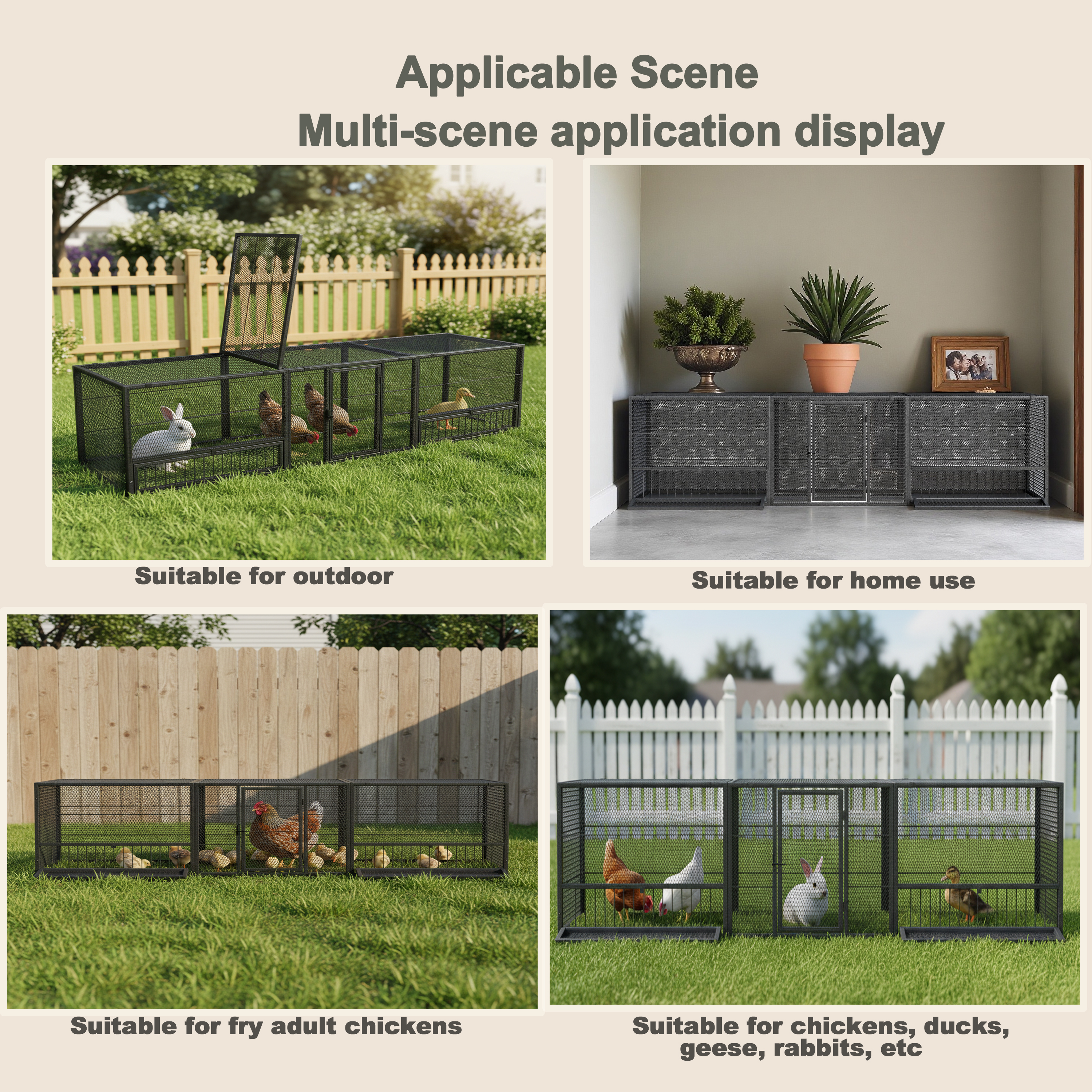 Gallinero Reforzado de 83", Jaula Duradera para Palomas de Uso Exterior, Jaula Cómoda para Crianza Doméstica de Aves, Diseño de Fácil Instalación y Gran Capacidad de Carga para Pollos, Patos y Gansos — imagen 3