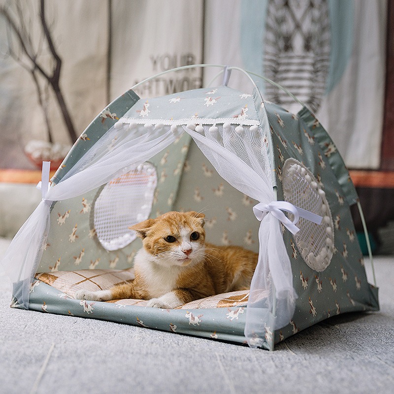 Cat Nest Summer Cat Tent Cat House Semi enclosed Pet Bed Four Seasons Dog Nest Villa Bed Supplies — image 5