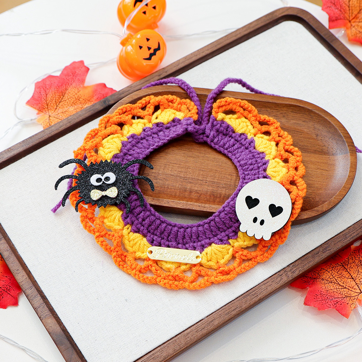 Halloween Pet Cat Dog Bandana Cute Cartoon Knit Scarf Pet Accessory Small Dog Bib — image 7
