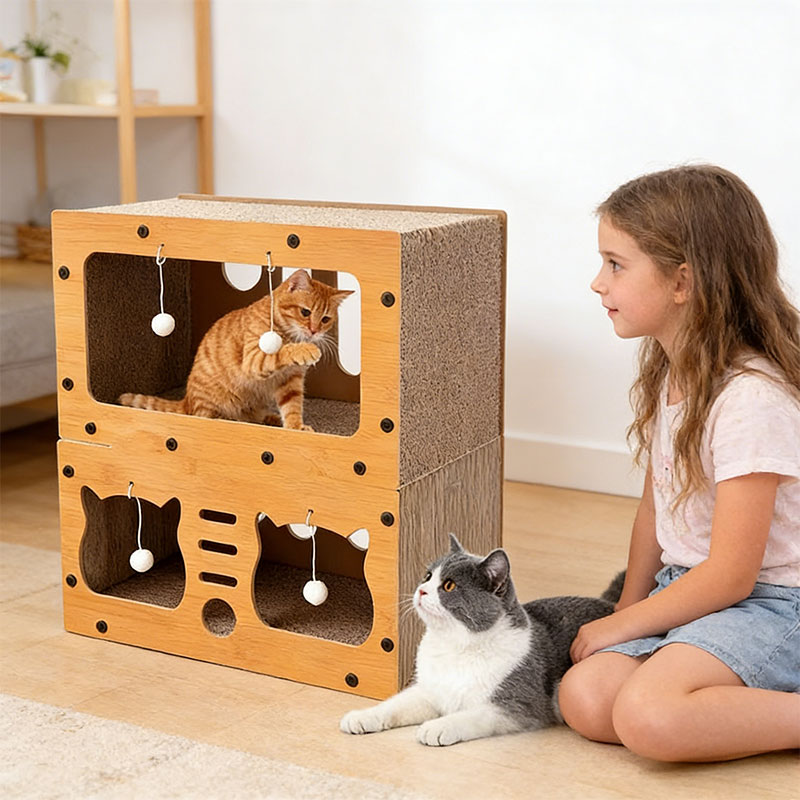 3-in-1 Cat House, Bed & Scratch Post - Multi-Layer Structure Made of Soft, Eco-Friendly Cardboard — image 2