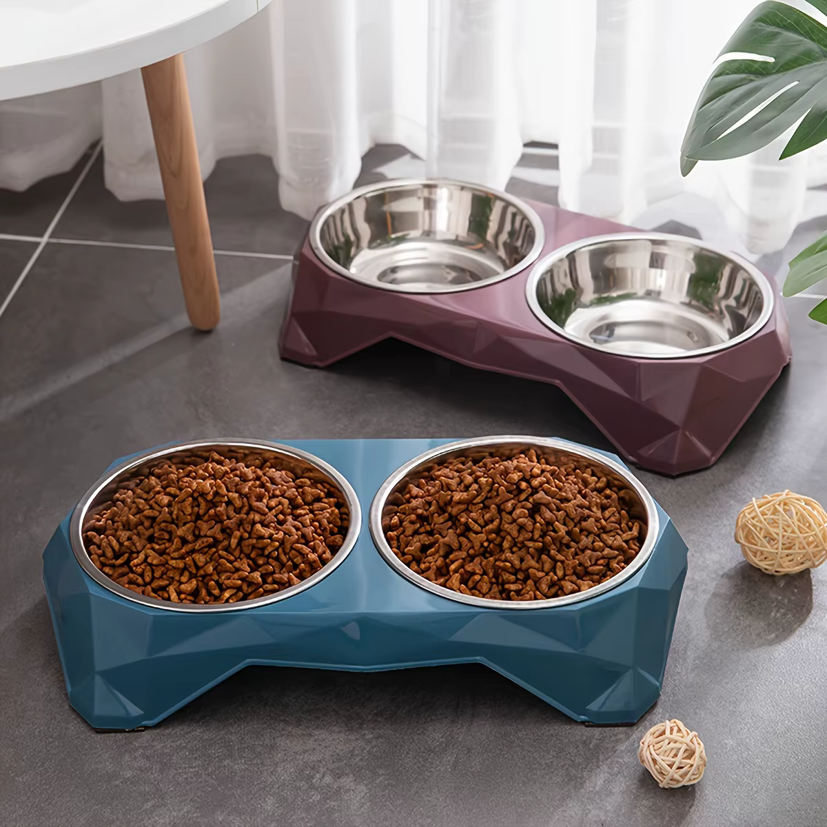 Bolsos de Alimento de Acero Inoxidable para Mascotas doble - Diseño de Diamante Actualizado, Capacidad Grande, Bolsa de Agua Antideslizante para Perros y Gatos — imagen 4